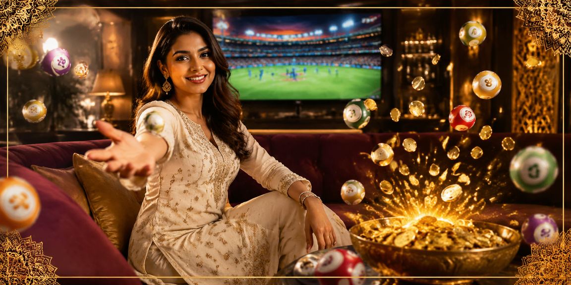 Young woman playing Andar Bahar card game online wearing traditional kurti
